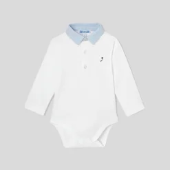 Jacadi Bodysuits|Baby boy bodysuit with Oxford collar Jacadi White