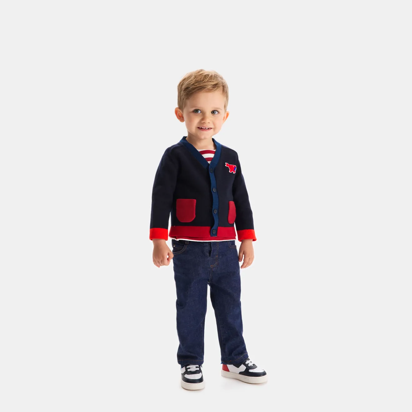 Jacadi Sweaters, Sweatshirts And Cardigans|Baby boy cardigan Navy/Red