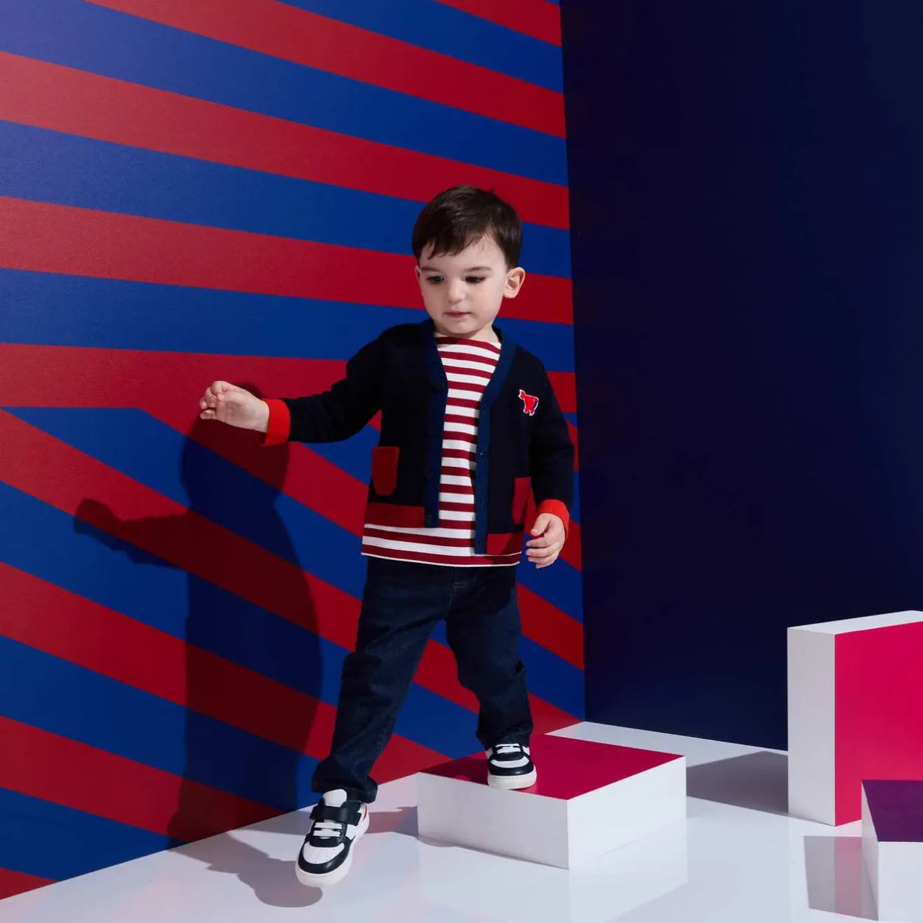 Jacadi Sweaters, Sweatshirts And Cardigans|Baby boy cardigan Navy/Red