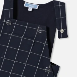 Jacadi Bloomers, Overalls And Sets|Baby boy checked overalls Navy/White