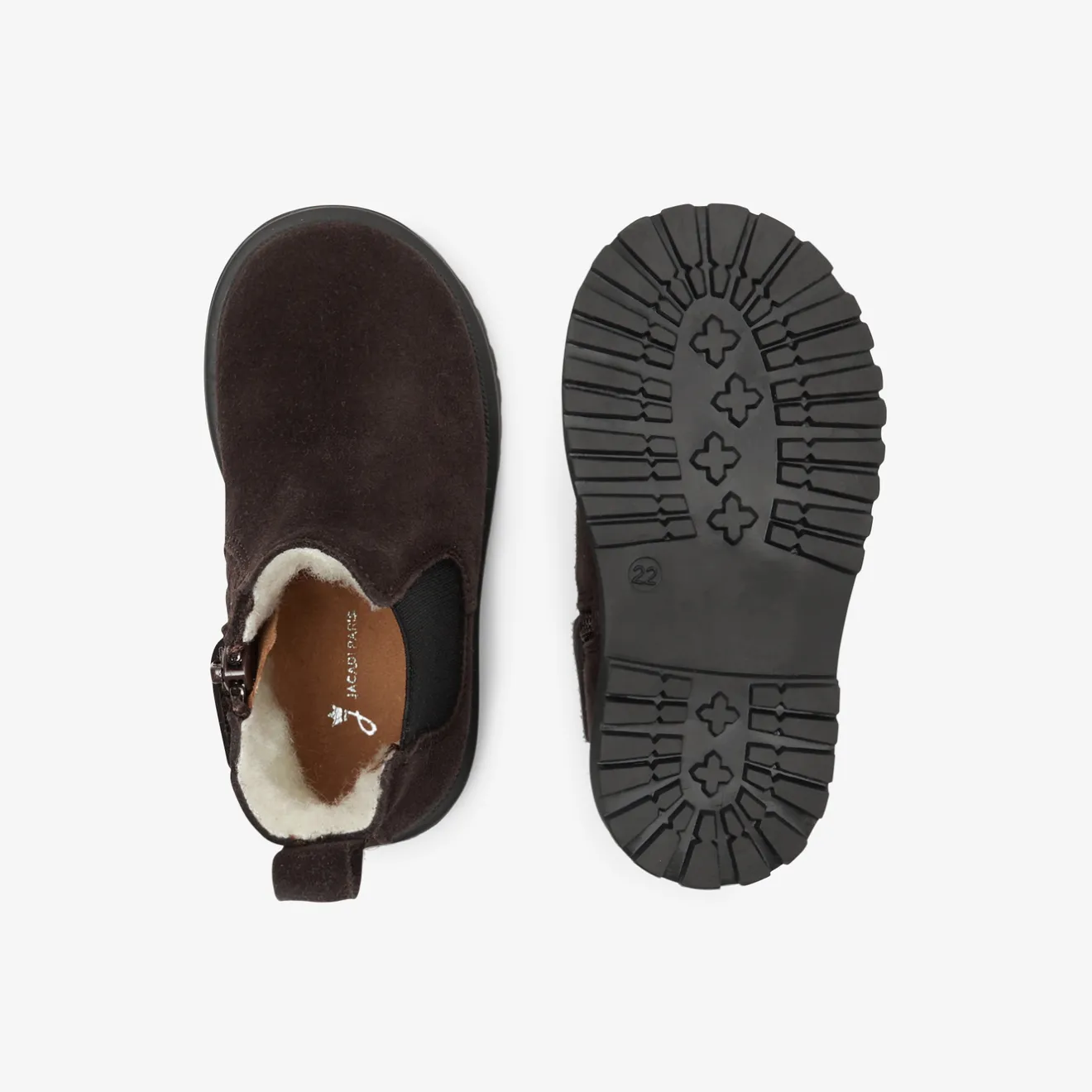 Jacadi Ankle Boots|Baby boy Chelsea boots with fur Brown