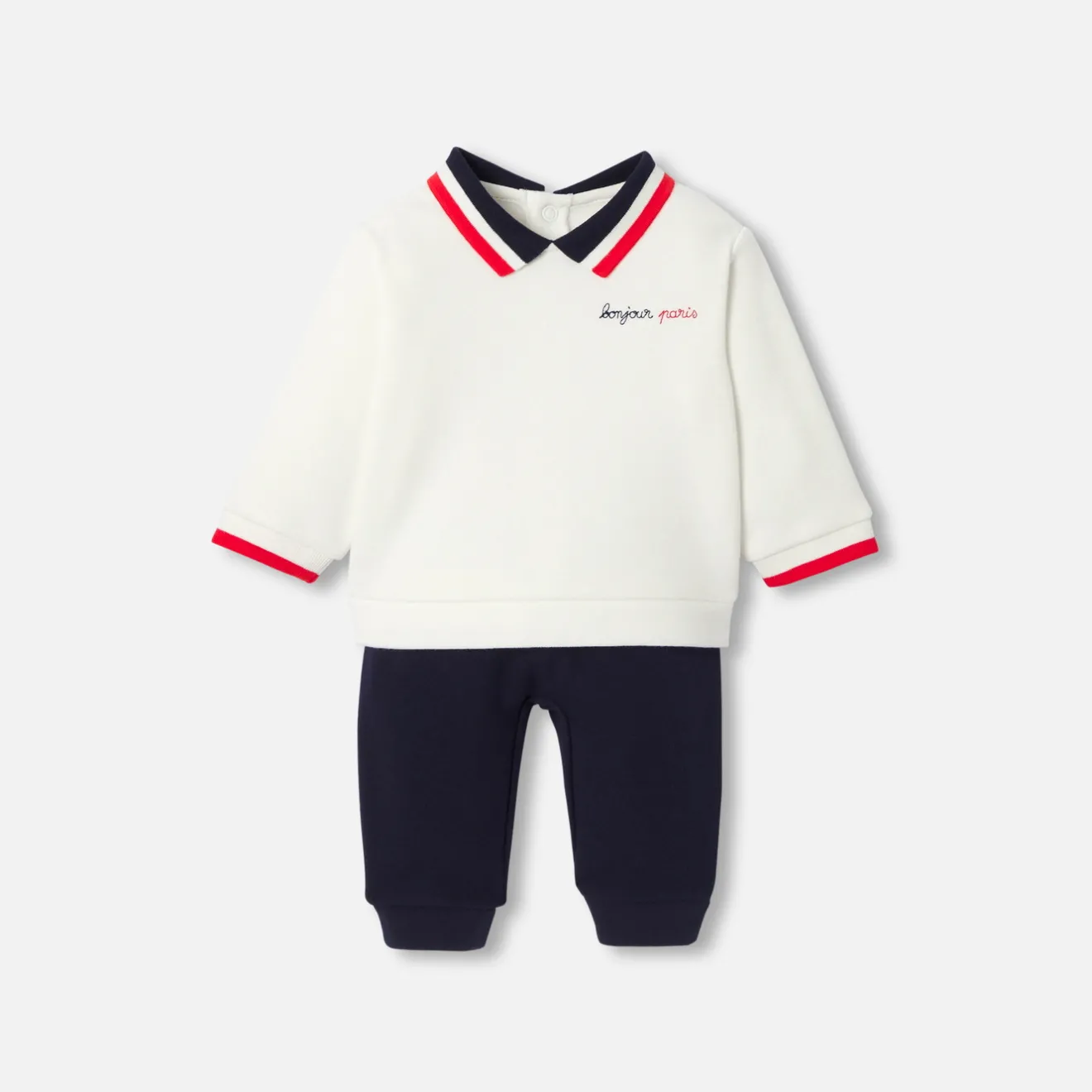 Jacadi Bloomers, Overalls And Sets|Baby boy comfort set White/Blue