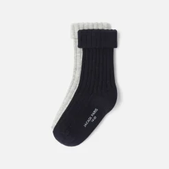 Jacadi Socks And Booties|Accessories|Baby boy duo of socks Navy/Grey