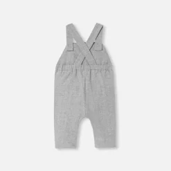 Jacadi Bloomers, Overalls And Sets|Baby boy flannel overalls Jacadi light Heather Grey