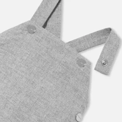 Jacadi Bloomers, Overalls And Sets|Baby boy flannel overalls Jacadi light Heather Grey