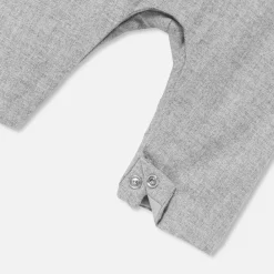 Jacadi Bloomers, Overalls And Sets|Baby boy flannel overalls Jacadi light Heather Grey