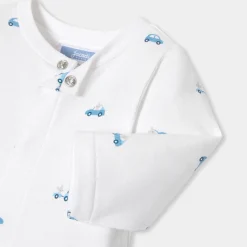 Jacadi Pajamas|Baby boy fleece pajamas Soft White/Multicolour