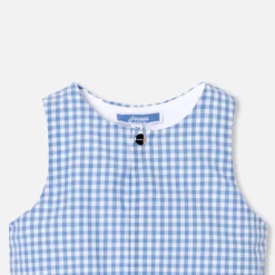 Jacadi Bloomers, Overalls And Sets|Baby boy Gingham jumpsuit Blue/White