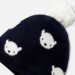 Jacadi Other Accessories|Beanies Scarves And Gloves|Baby boy hat with pompon Navy/White