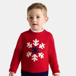 Jacadi Sweaters, Sweatshirts And Cardigans|Baby boy intarsia snowflake sweater Brick red