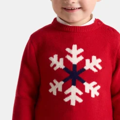 Jacadi Sweaters, Sweatshirts And Cardigans|Baby boy intarsia snowflake sweater Brick red