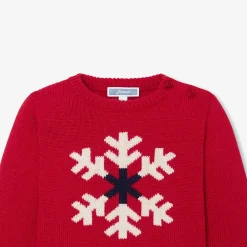 Jacadi Sweaters, Sweatshirts And Cardigans|Baby boy intarsia snowflake sweater Brick red