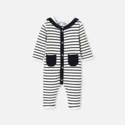Jacadi Bloomers, Overalls And Sets|Baby boy knitted jumpsuit Navy/White
