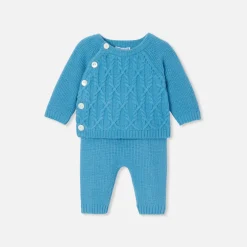Jacadi Bloomers, Overalls And Sets|Baby boy knitted set Prussian blue