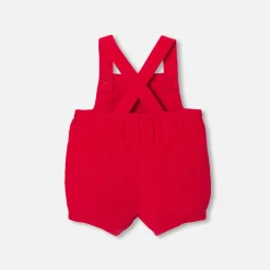 Jacadi Bloomers, Overalls And Sets|Baby boy short velvet overalls Tomato red
