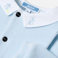 Jacadi Pajamas|Baby boy velvet pajamas Pale blue