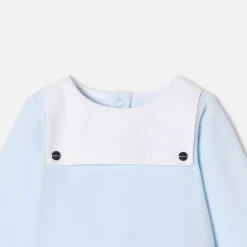 Jacadi Pajamas|Baby boy velvet pajamas Pale blue