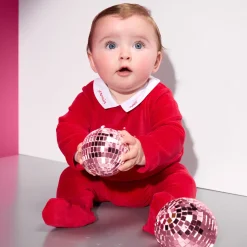 Jacadi Pajamas|Baby Christmas velvet pajamas Jacadi Red