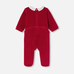 Jacadi Pajamas|Baby Christmas velvet pajamas Jacadi Red