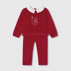 Jacadi Pajamas|Baby Christmas velvet pajamas Jacadi Red