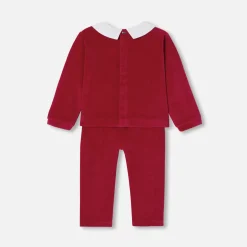 Jacadi Pajamas|Baby Christmas velvet pajamas Jacadi Red