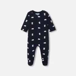 Jacadi Pajamas|Pajamas|Baby fleece pajamas Navy/Cream