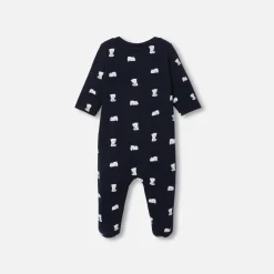 Jacadi Pajamas|Pajamas|Baby fleece pajamas Navy/Cream