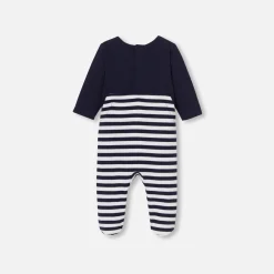 Jacadi Pajamas|Pajamas|Baby fleece pajamas Navy/White