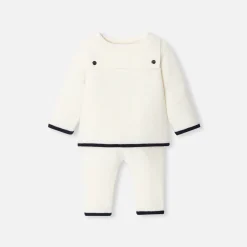 Jacadi Bloomers, Overalls And Sets|Baby garter stitch set Jacadi soft white