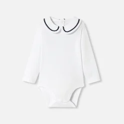 Jacadi Bodysuits|Baby girl bodysuit with fancy collar Jacadi White