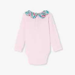 Jacadi Bodysuits|Baby girl bodysuit with Liberty fabric collar Jacadi Powder Pink