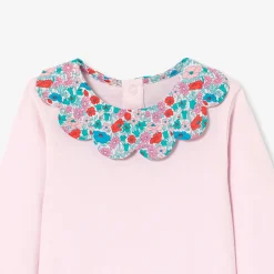 Jacadi Bodysuits|Baby girl bodysuit with Liberty fabric collar Jacadi Powder Pink