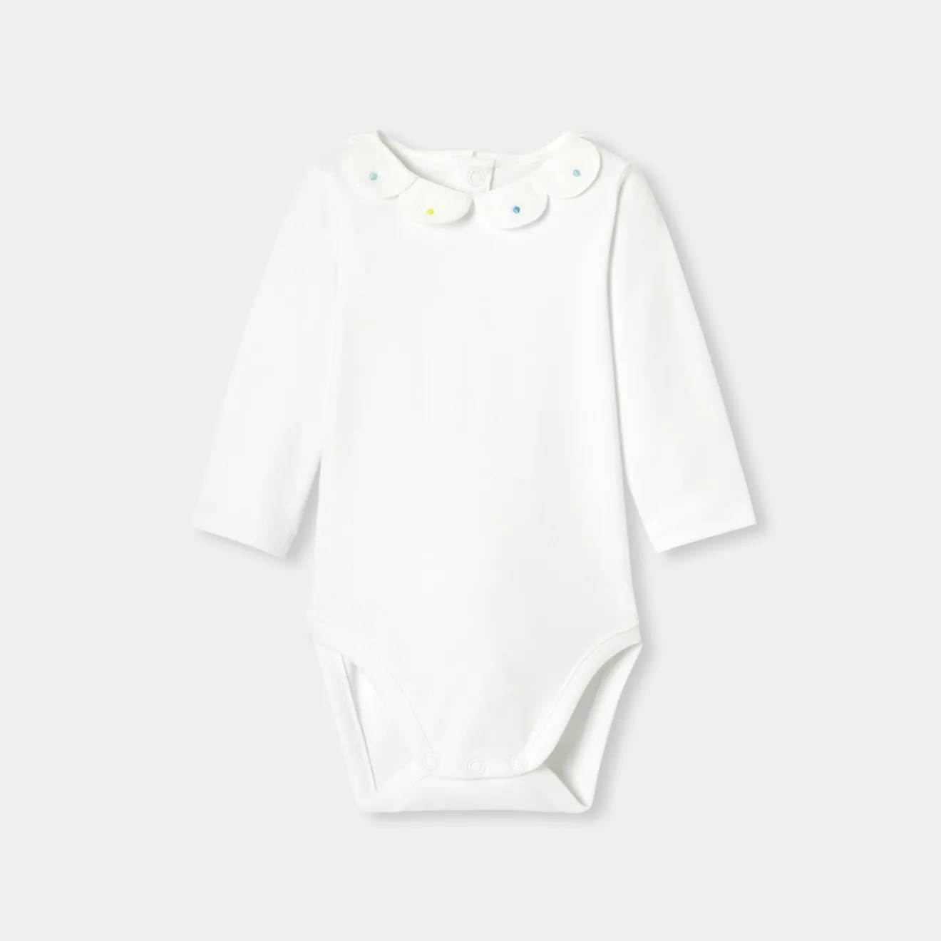 Jacadi Bodysuits|Baby girl bodysuit with petal collar Jacadi White