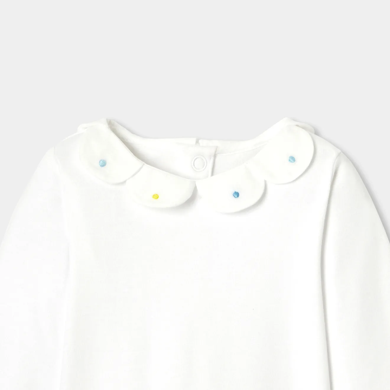 Jacadi Bodysuits|Baby girl bodysuit with petal collar Jacadi White