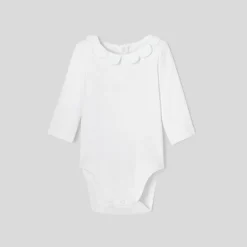 Jacadi Bodysuits|Baby girl bodysuit with petal collar Jacadi White