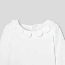 Jacadi Bodysuits|Baby girl bodysuit with petal collar Jacadi White