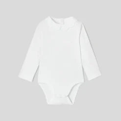 Jacadi Bodysuits|Baby girl bodysuit with scalloped collar Jacadi White