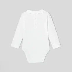 Jacadi Bodysuits|Baby girl bodysuit with scalloped collar Jacadi White