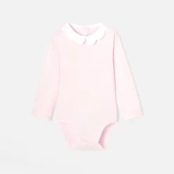 Jacadi Bodysuits|Baby girl bodysuit with scalloped collar Jacadi Powder Pink