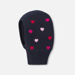 Jacadi Accessories|Winter Accessories|Baby girl bonnet with little hearts Navy/Multicolour