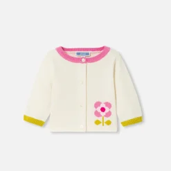 Jacadi Jumpers, Sweatshirts And Cardigans|Baby girl cardigan in jersey Soft White/Multicolour