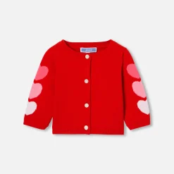 Jacadi Jumpers, Sweatshirts And Cardigans|Baby girl cardigan with hearts Red/Multicolout