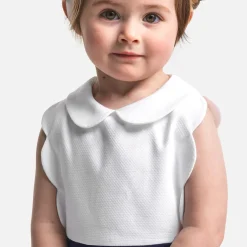 Jacadi Dresses|Baby girl ceremony dress White/Navy