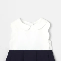 Jacadi Dresses|Baby girl ceremony dress White/Navy