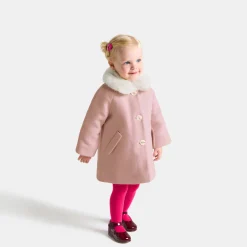 Jacadi Coats And Outerwear|Toddler Coats & Puffer Jackets|Baby girl coat in wool cloth Heather Pink