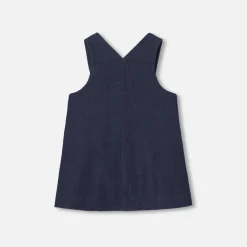 Jacadi Dresses|Baby girl denim pinafore dress Dark Denim