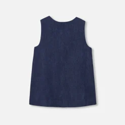 Jacadi Dresses|Baby girl denim pinafore dress Dark Denim