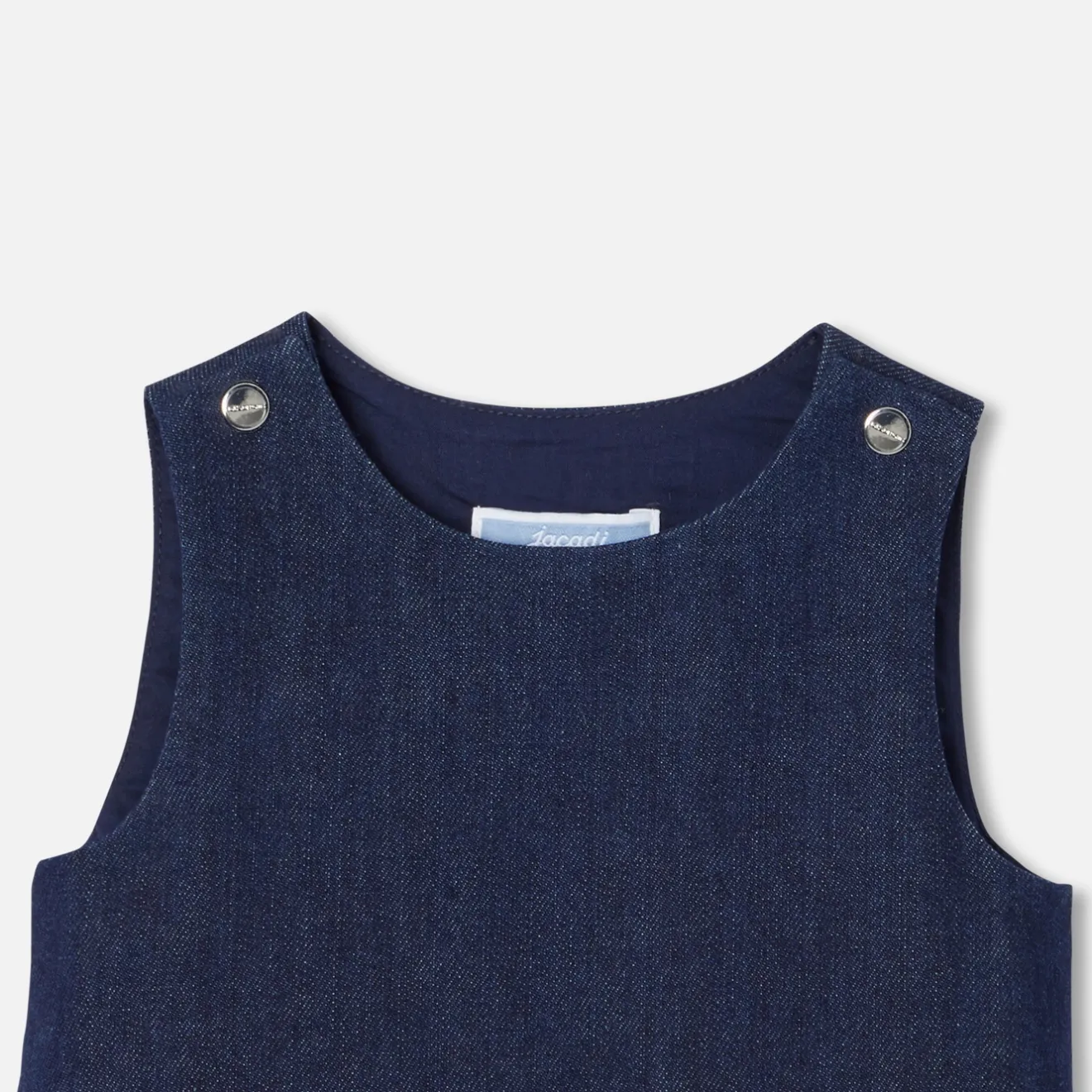 Jacadi Dresses|Baby girl denim pinafore dress Dark Denim