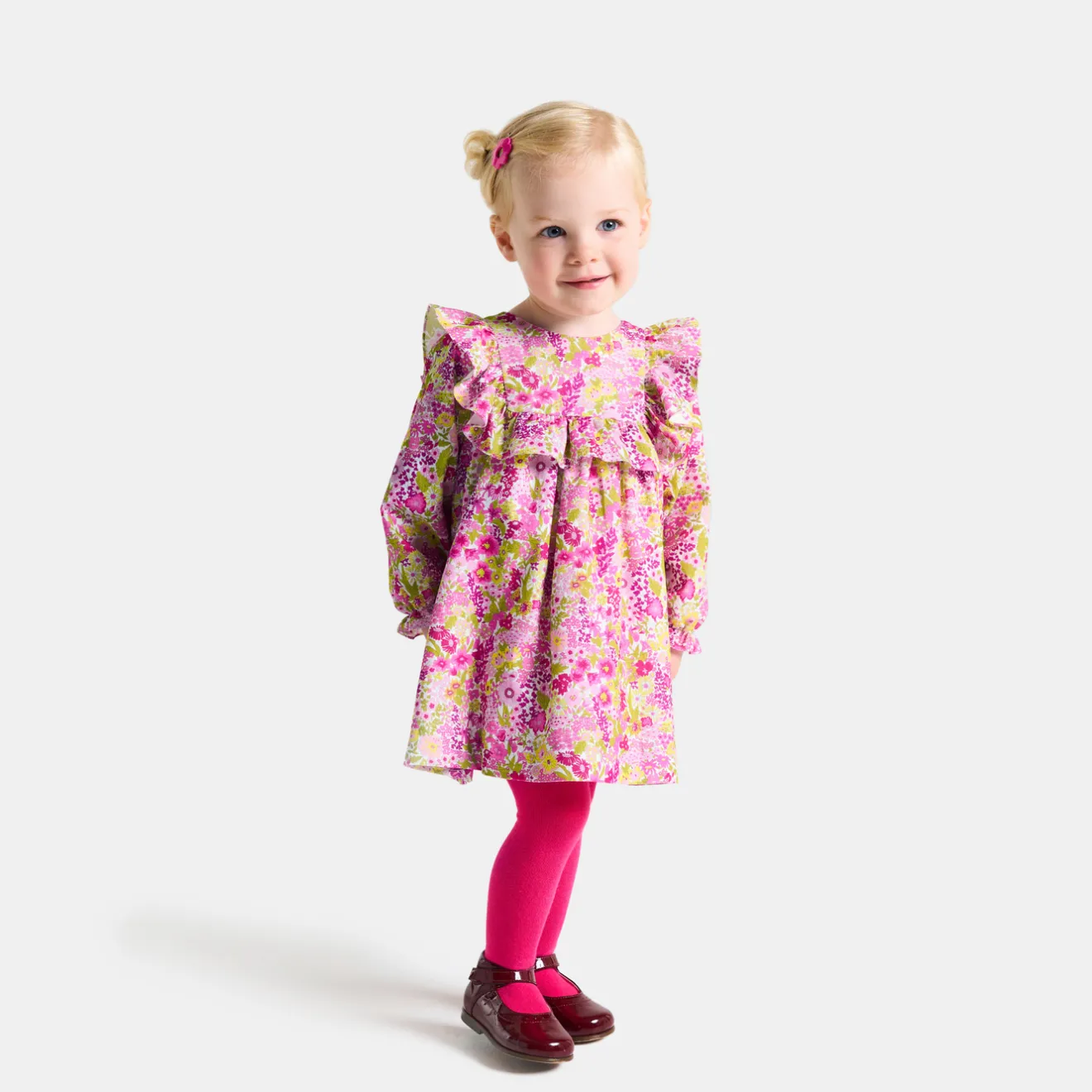 Jacadi Dresses|Baby girl dress in velvet Liberty fabric White/Multicolour