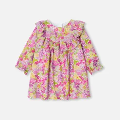 Jacadi Dresses|Baby girl dress in velvet Liberty fabric White/Multicolour